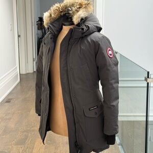 Canada Goose Women's Dark Gray Parka with Fur Hood